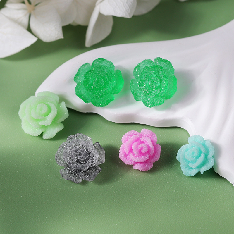 Korean fashion rose flower nail jewelry color acrylic flower decorations resin accessories factory wholesale Korean fashion rose flower nail jewelry color acrylic flower decorations resin accessories factory wholesale