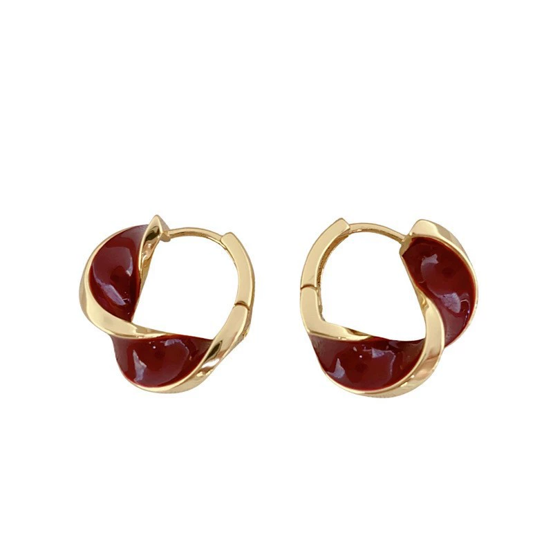 Демисезонные красные модные серьги, стиль light-luxury, assorted designs, лёгкая 3×3 см