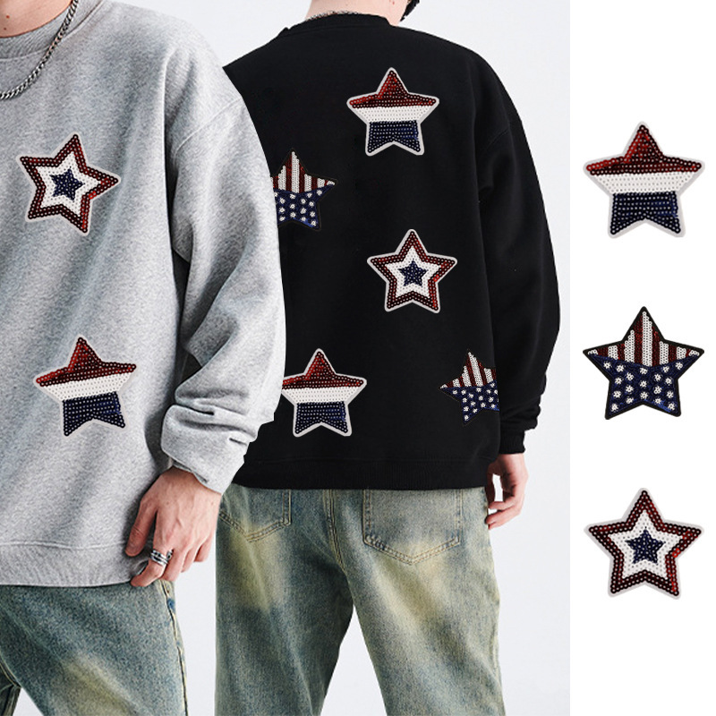 绣花标配饰鞋帽布标亮片五角星爱心刺绣diy饰品手工补丁patch布贴