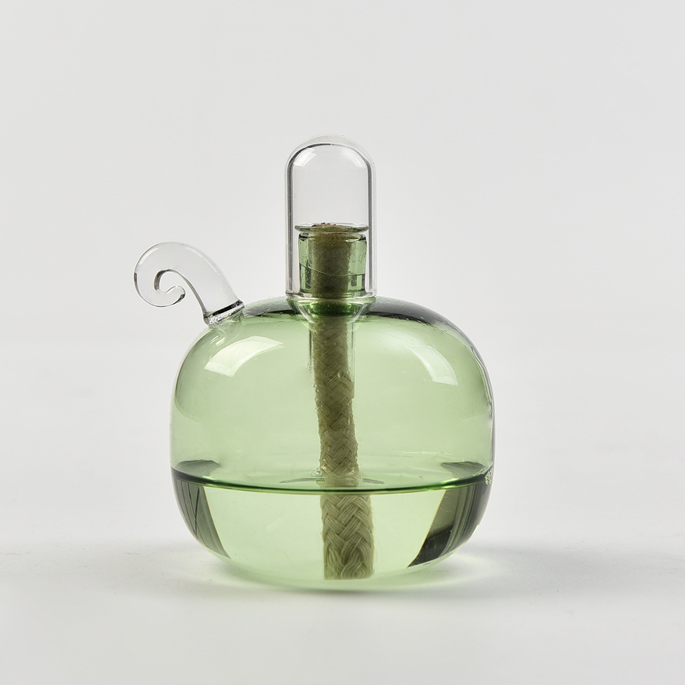 Lámpara de aceite de vidrio redonda esférica de color creativa candelabro decoración simple lámpara de mantequilla de escritorio doméstica moderna sin humo