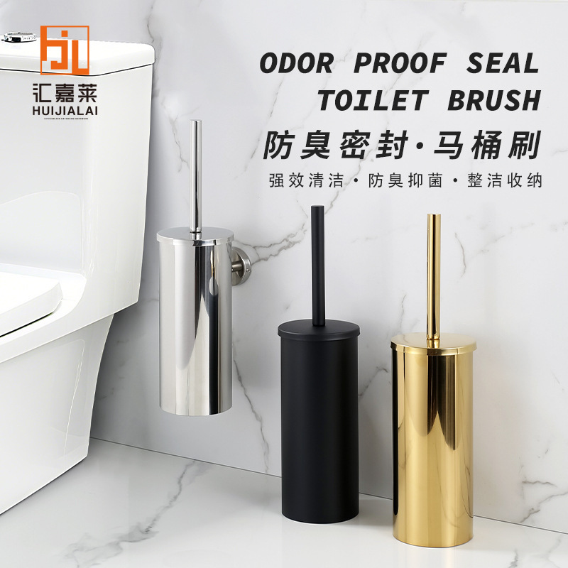 Stainless Steel Toilet Brush Set with Base, No Dead Angle Toilet Brush, Wall-Mounted Toilet Brush with Cover, Cleaning Brush