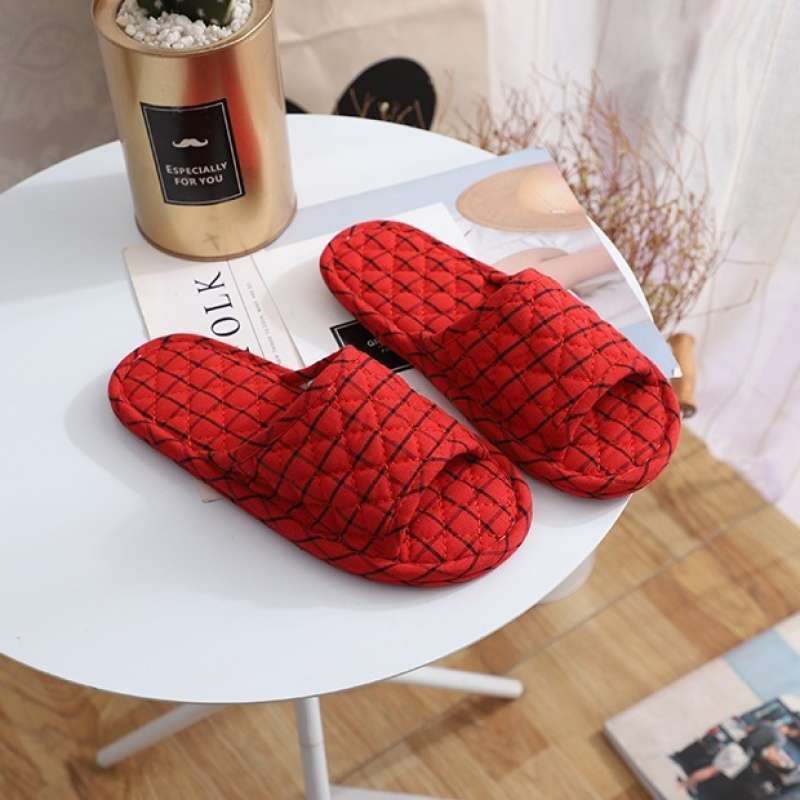 여성용 레드 체크무늬 천 베이스 [입자 없음]