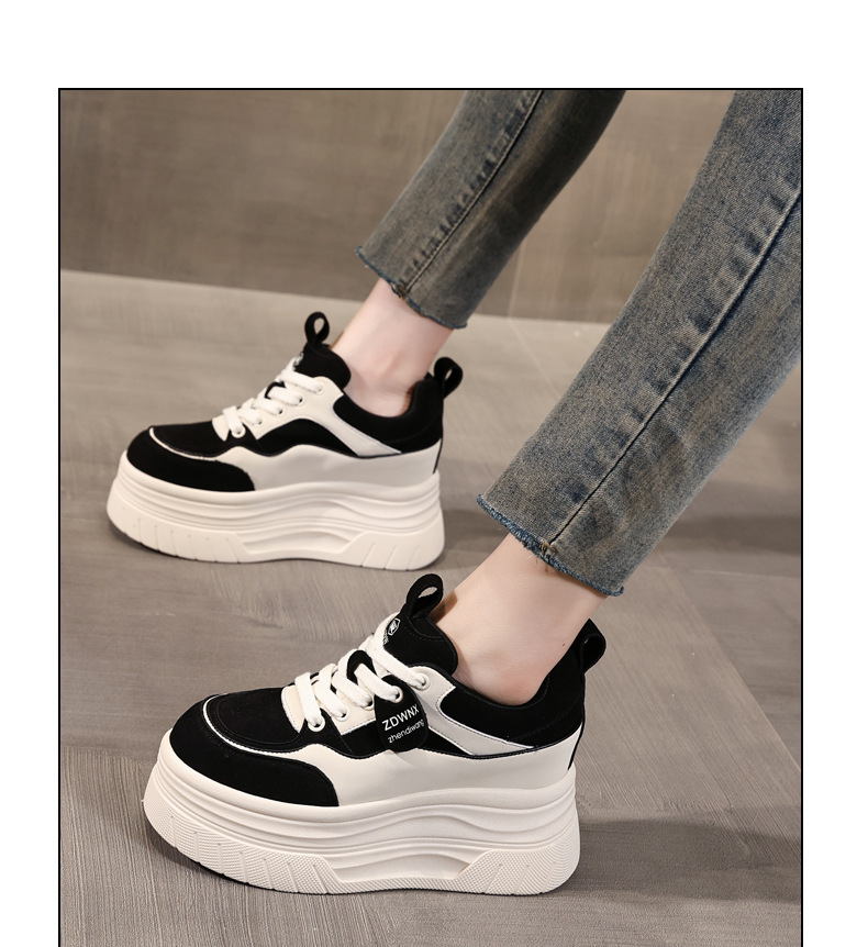 Giày sneaker nữ đế dày tăng chiều cao 9 cm, phong cách thể thao thời trang — màu nâu chi tiết 12