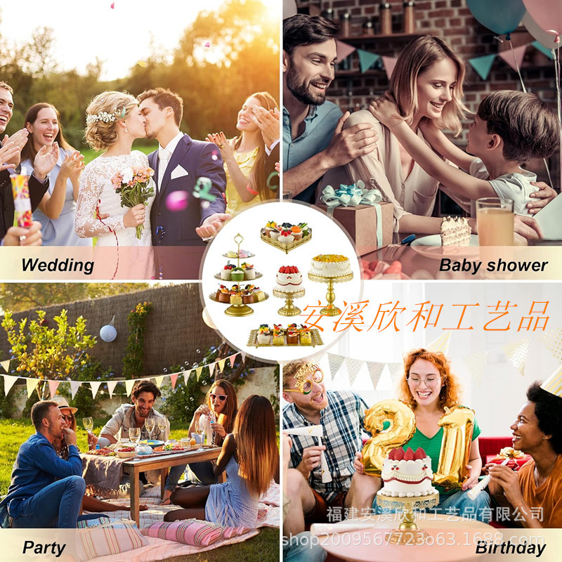 Creativo estilo europeo oro hueco estante de pastel de boda props mesa de postres decoración de postres tienda de postres refrigerio combinación de estante de pastel