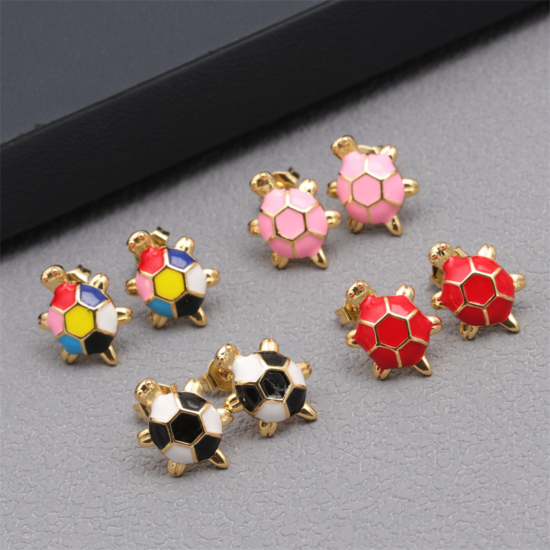 Pendientes de joyería populares transfronterizos europeos y americanos pendientes de tortuga animal de goteo colorido pendientes de mujer pendientes lindos simples