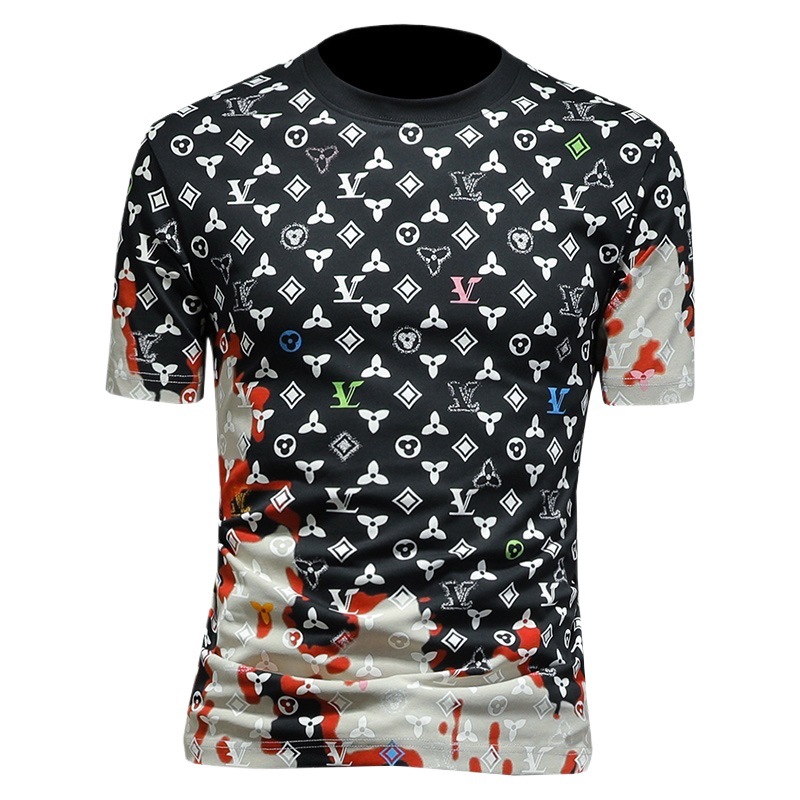 Camiseta de algodón de manga corta para hombre ligeramente ancha 2025 nueva estación europea de alta calidad venta directa de fábrica camiseta de media manga para hombre