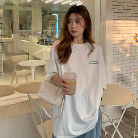 美式复古印花大码女装胖MM宽松慵懒风T恤春夏打底衫oversize上衣
