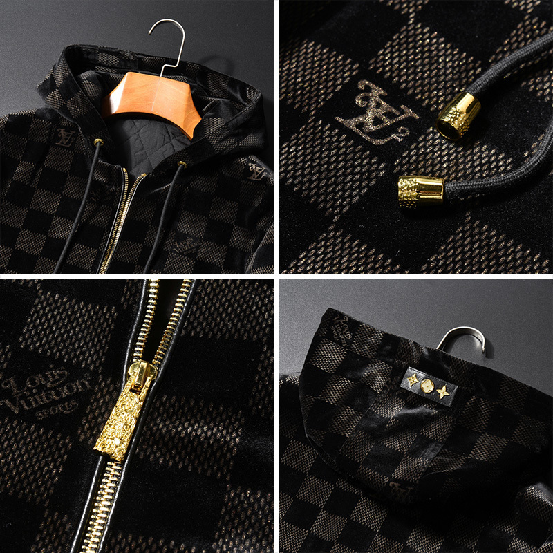 Ropa de hombre de lujo de estilo europeo 2023 Otoño e Invierno Nuevo Abrigo acolchado de algodón estampado abrigo cálido acolchado con capucha de moda de estilo coreano para hombres