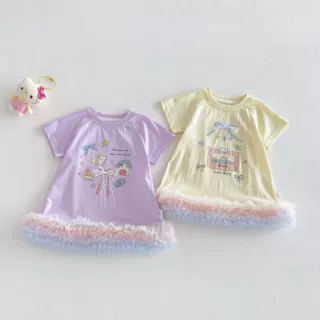 【不退不换】女童卡通网纱裙2026新款夏季宝宝韩版印花蝴蝶结裙子