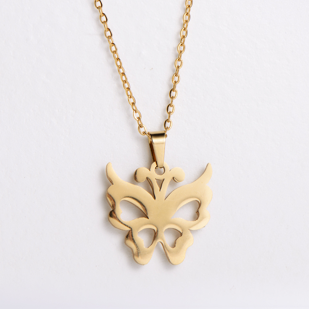 Simple Hollow Butterfly Clavicle Chain Earrings Set Wholesale Nihaojewelry