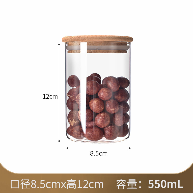 厂家直供玻璃密封罐厨房收纳罐茶叶罐木盖高硼硅玻璃罐密封储物罐|undefined
