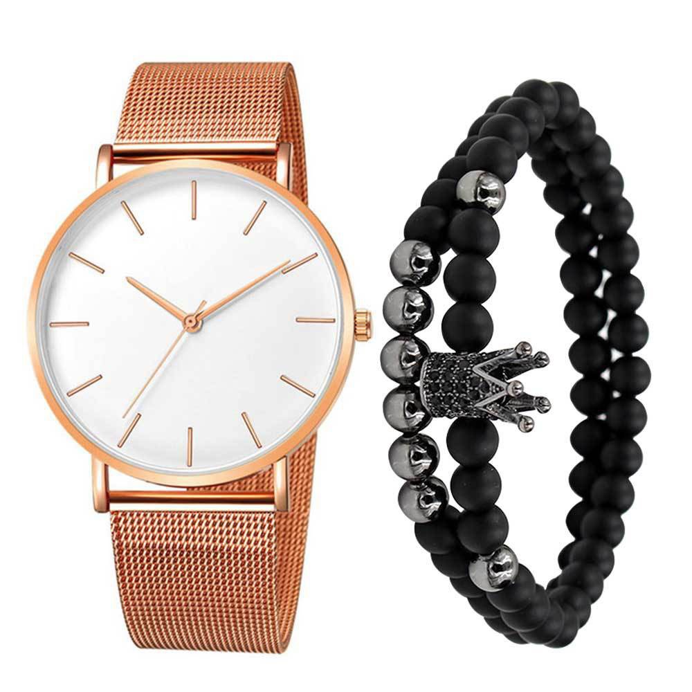 vendita calda stile coreano semplice moda orologio da uomo orologio da uomo cintura in maglia cintura in acciaio orologio al quarzo_voghion.com