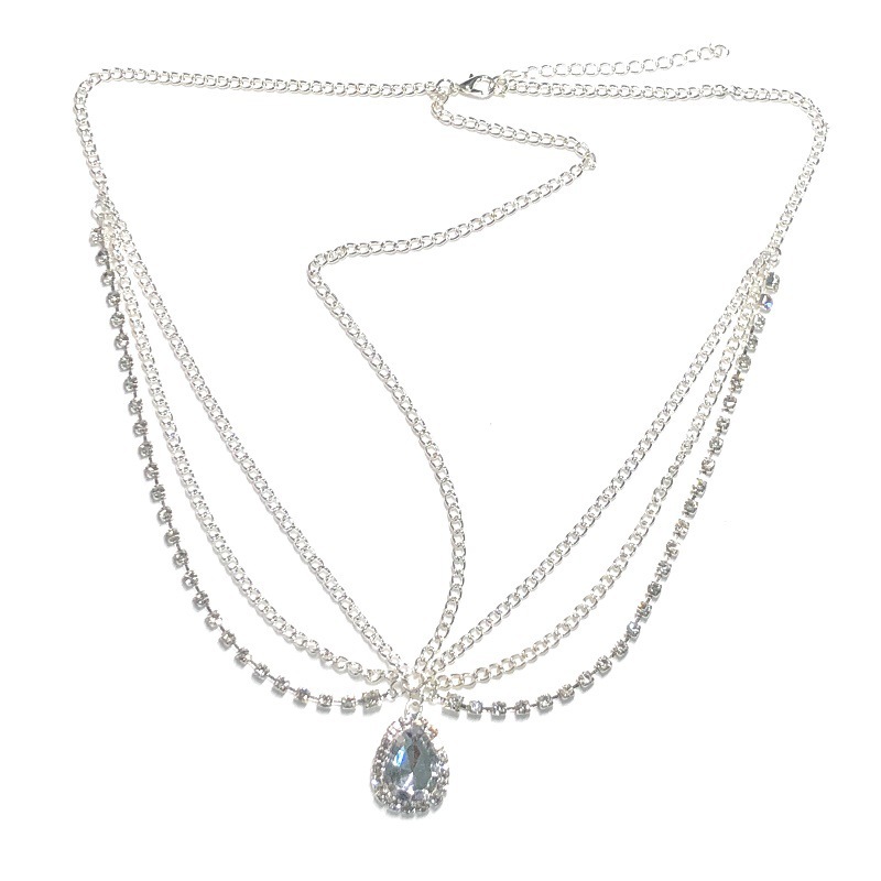 Cristal gota de agua colgante headwear CADENA DE LA frente europea y americana Cadena de diamantes accesorios para el cabello cadena de la cabeza banda de pelo étnico bohemio