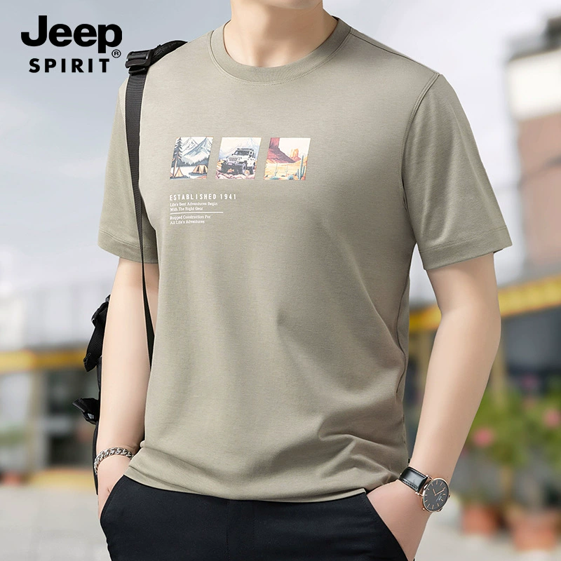 JEEP SPIRIT Легкая летняя футболка с коротким рукавом для отдыха, оверсайз