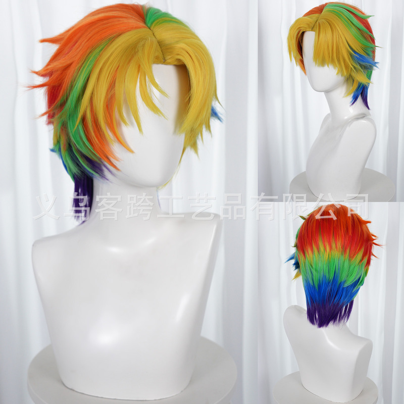 My Little Pony Rainbow Dash My Little Pony Rainbow Wig Multi-Color Gradient Simulated Scalp Short Hair Cosplay Wig My Little Pony Rainbow Dash My Little Pony Rainbow Wig Multi-Color Gradient Simulated Scalp Short Hair Cosplay Wig