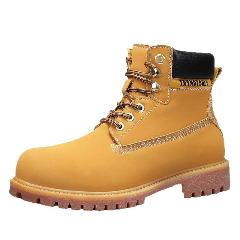 Otoño y invierno tendencia de cuero casual botas Martin para hombres ropa de estilo británico botas de hombre moda calentamiento zapatos de hombre pareja