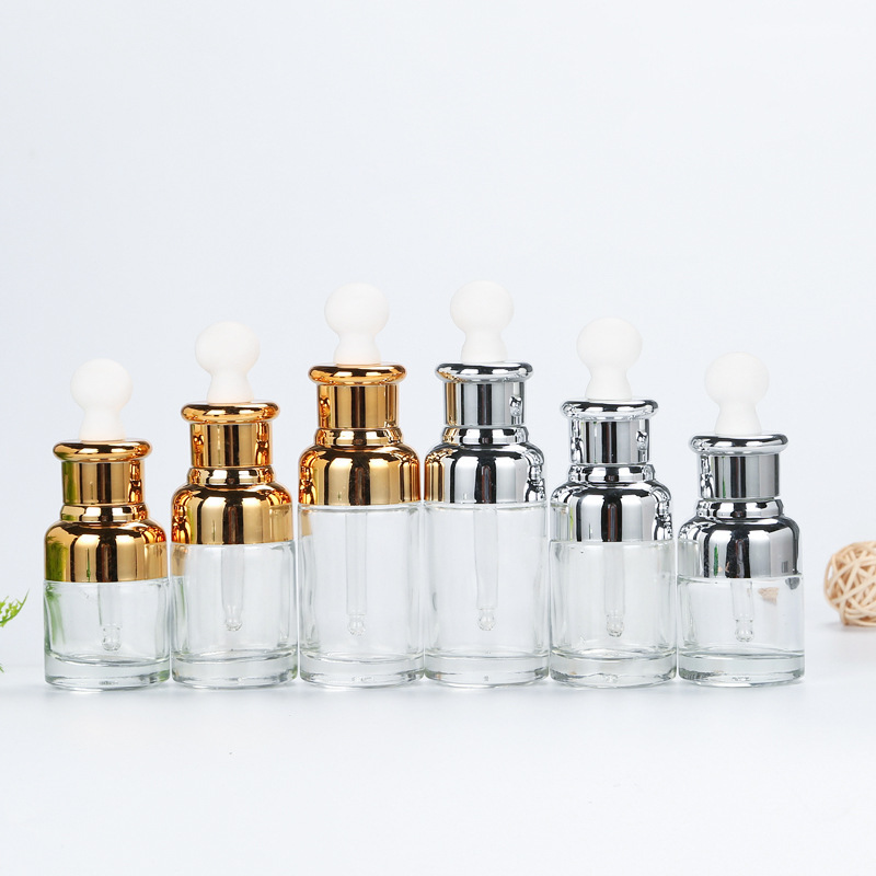 20ml transparent essential oil bottle with rubber dropper, portable small medicine bottle, essence liquid dividing bottle, printable