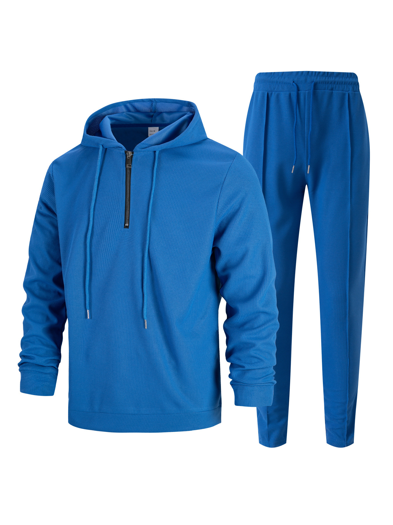Men's Waffle-Knit Half-Zip Hoodie & Jogger Set – Breathable Lightweight Loungewear (S-XXXL, 5 Colors)_voghion.com