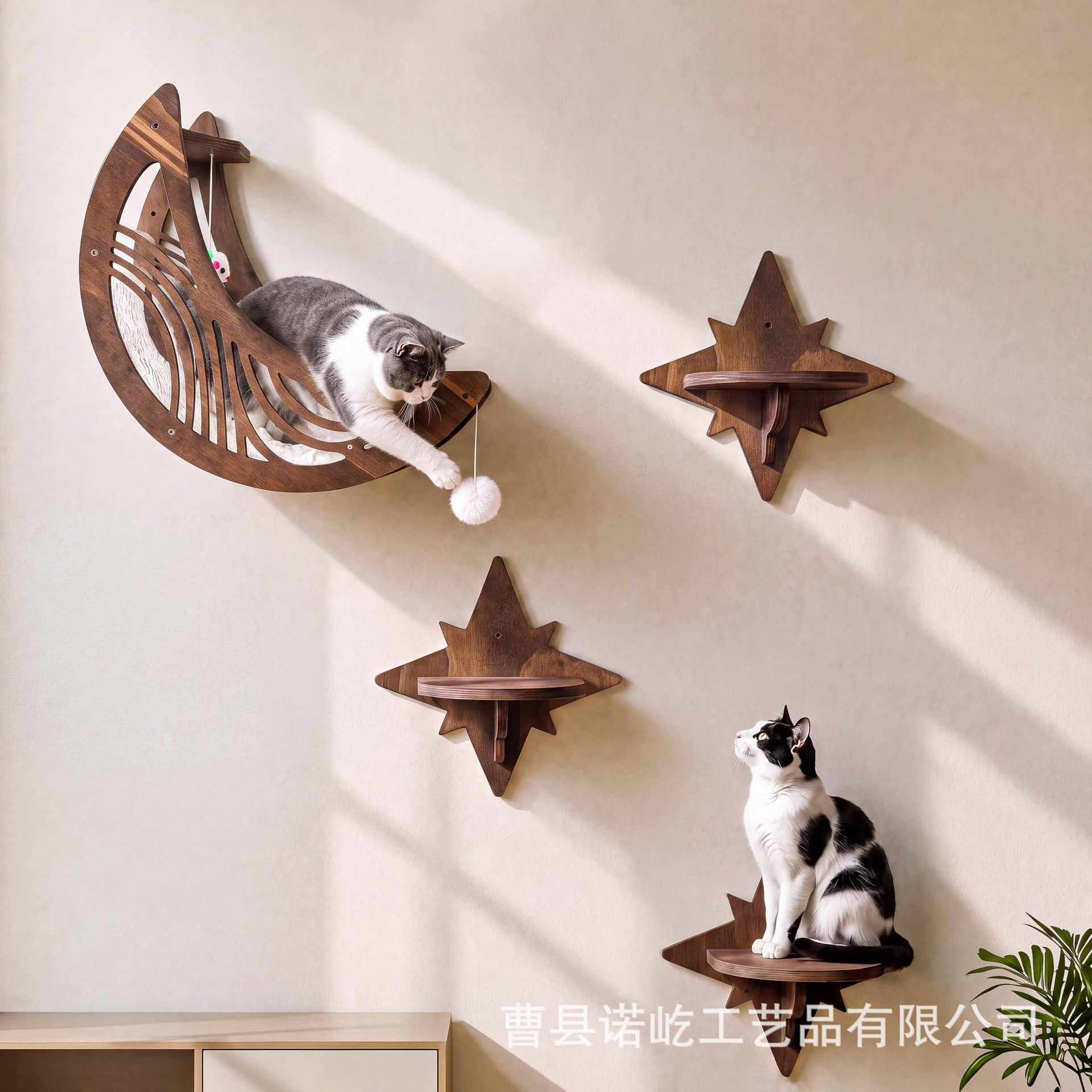 Cross-border wall-mounted cat nest, multi-layer cat climbing frame, wooden pet cat jumping platform, star and moon style cat climbing frame