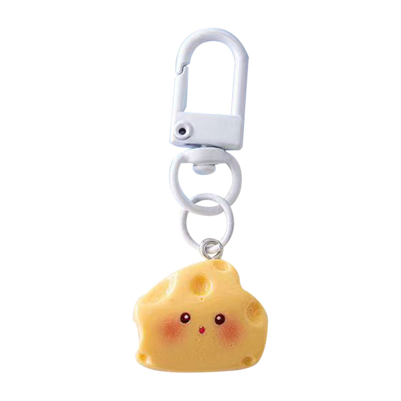 Cartoon blush pequeño queso bolsas colgantes lindos DIY queso llaveros amigos regalos para parejas accesorios estudiantes