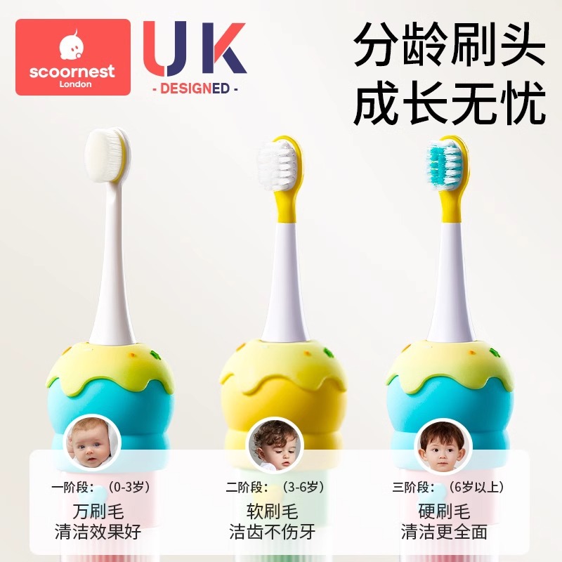 Kechao Kidsren's Electric Toothbrush Baby Toothbrush 2-3 to 6 Years Old and Above Rechargeable Brushing Fully Automatic Soft Bristle Brush Head