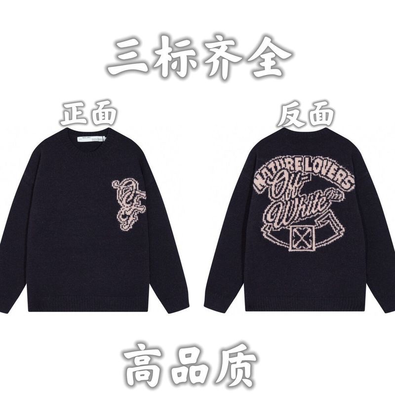 24秋冬新款潮牌字母满身logo圆领针织毛衣男女款宽松休闲上衣|undefined