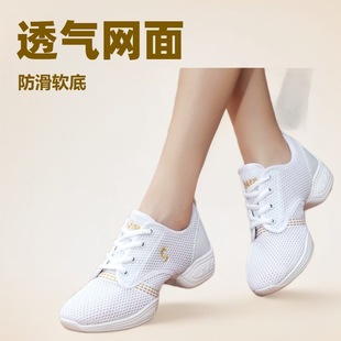 Cross-Border Dance Shoes, Summer Flat-Soled Mesh Breathable Dance Shoes, Women's Soft-Soled Adult Walking Shoes, Breathable and Comfortable