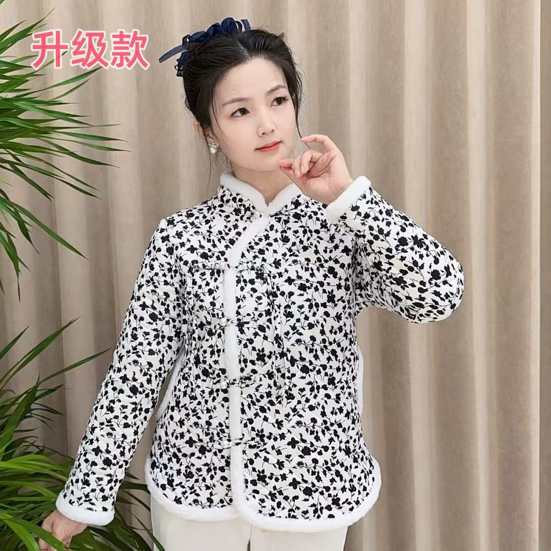 冬季网红新款碎花棉袄外套加绒加厚保暖棉衣复古民族风拜年棉服