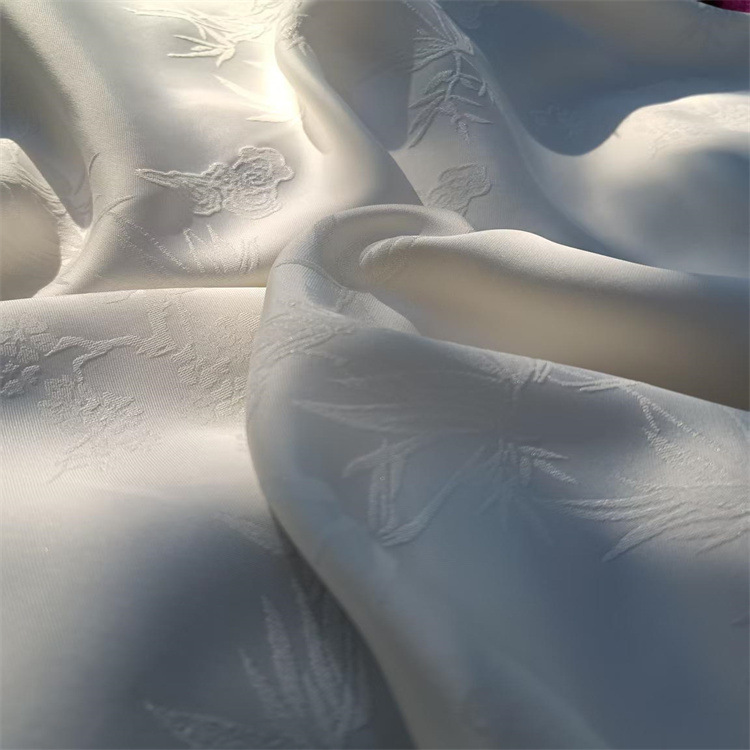 醋酸绸缎小竹叶提花布料垂顺丝滑礼服打底衬衫裙子服装设计师面料