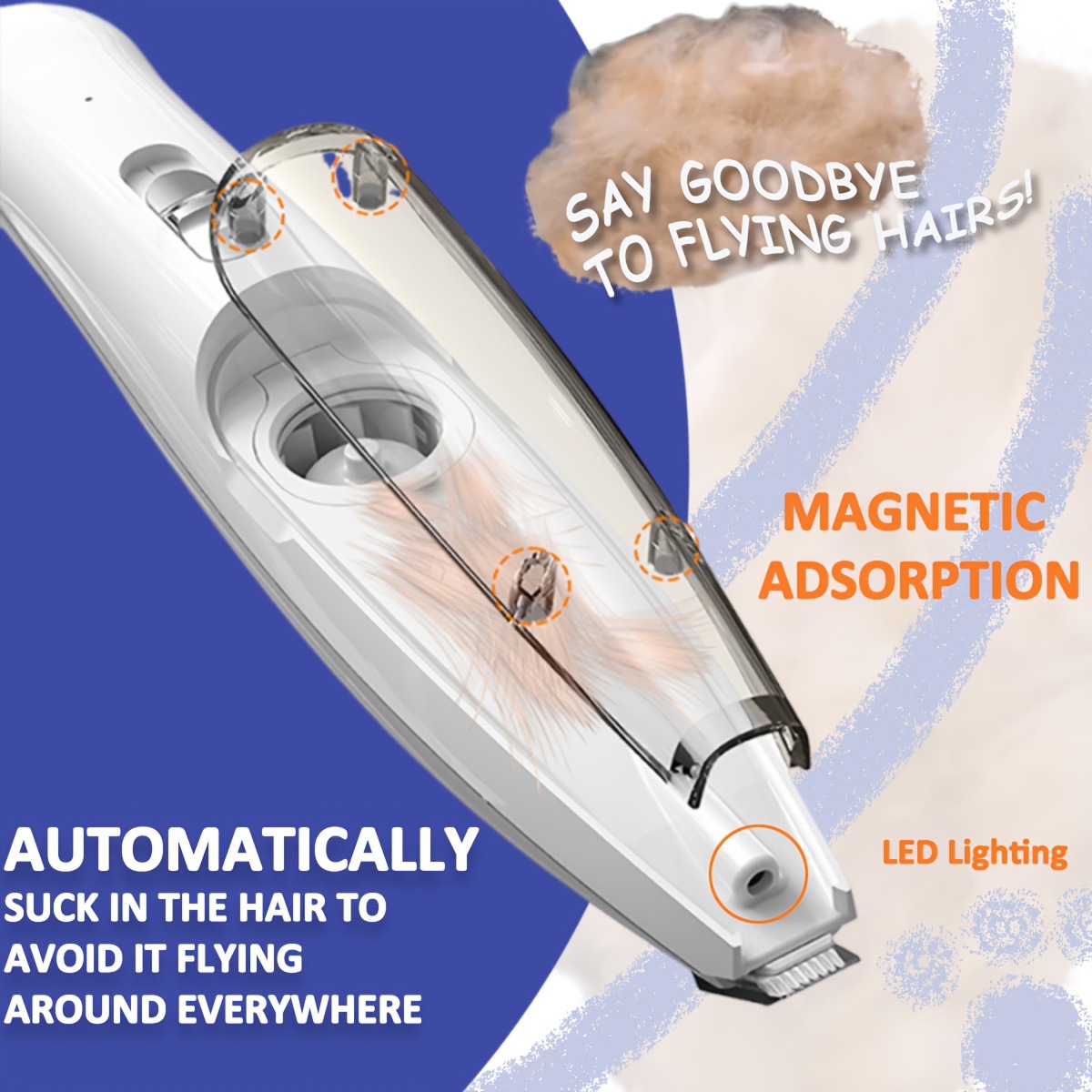 2025新款跨境代发专业宠物美容剪，带led灯，全自动|ms