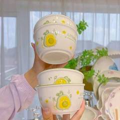 4.5英寸萌趣牛油果陶瓷米饭碗高颜值碗家用吃饭新ins个性可爱吃饭