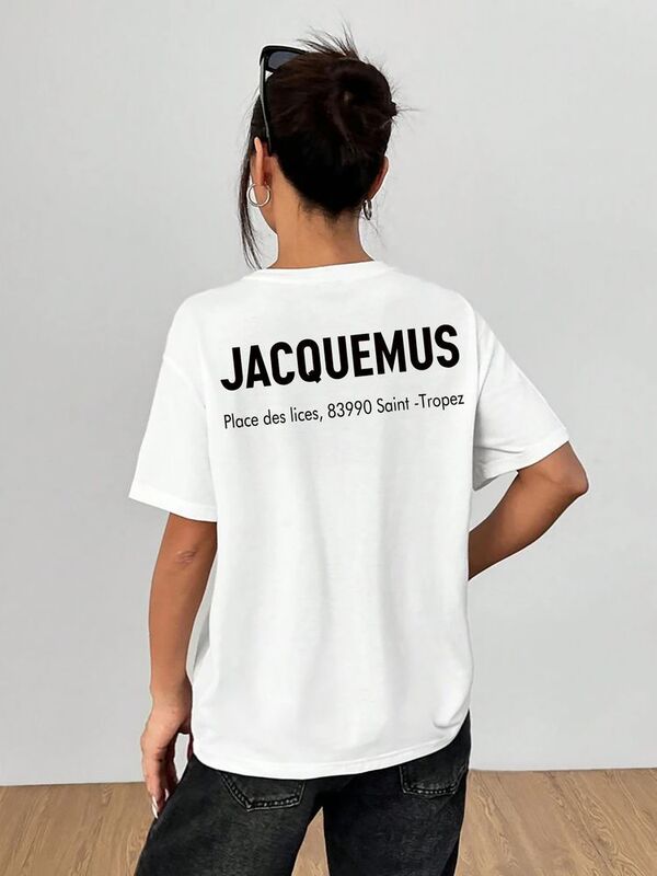 Hes春夏綿質吸汗通気シンプルファッション二列アルファベット柄プリントtシャツ|undefined