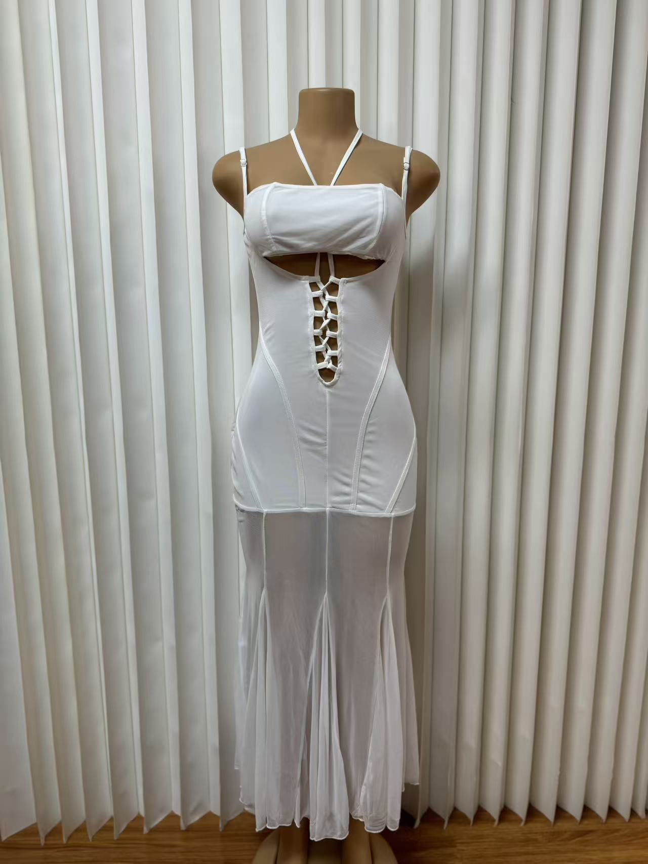 Sensational Cut-Out Bodycon Mermaid Mini Dress With Lace-Up Detail | Sexy High-Waisted Bustier Dress For Vacation & Night Out_ecoleips.com