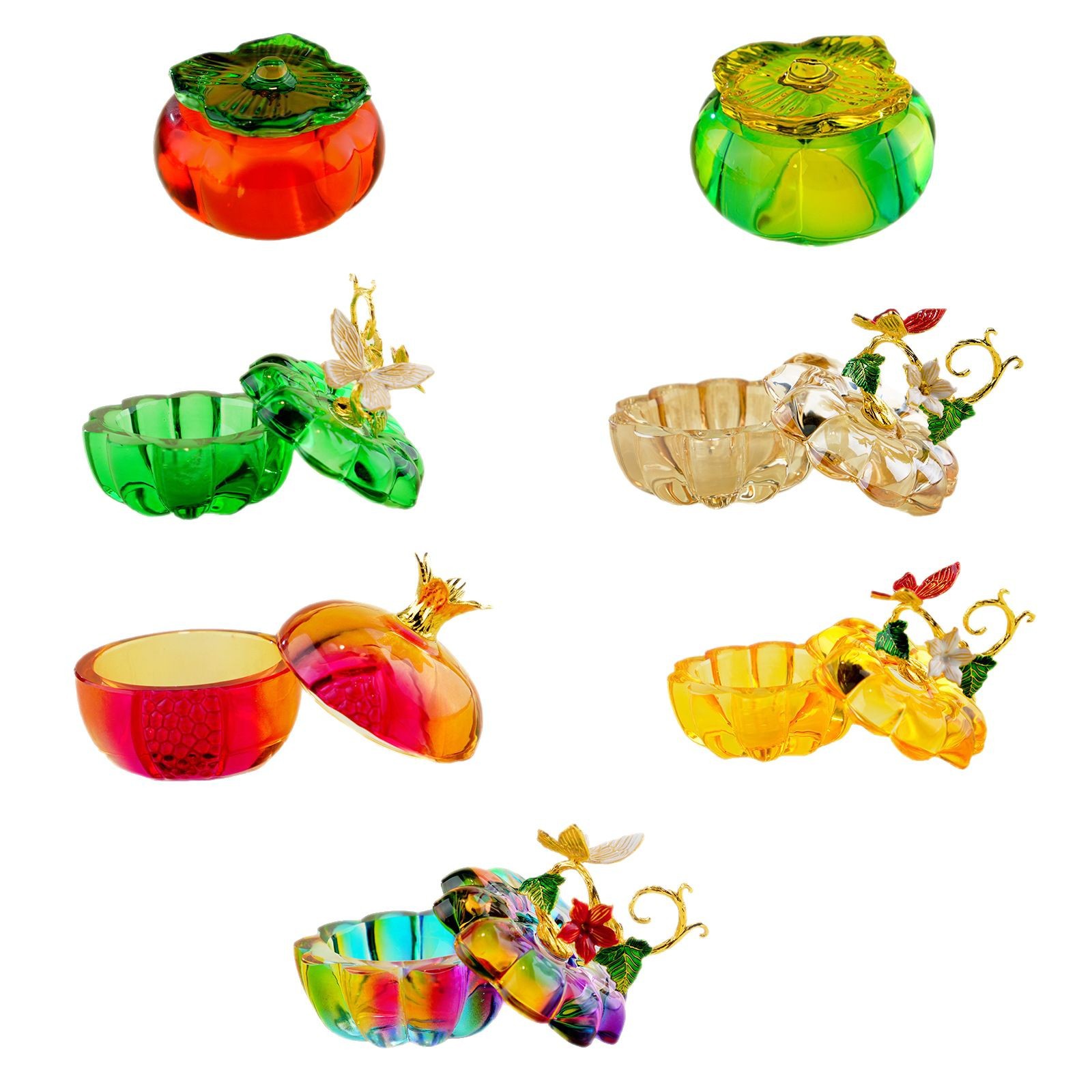 Taza de cristal de manicura gradiente de alta calidad calabaza granada caja de joyería joyería de cristal almacenamiento al por mayor