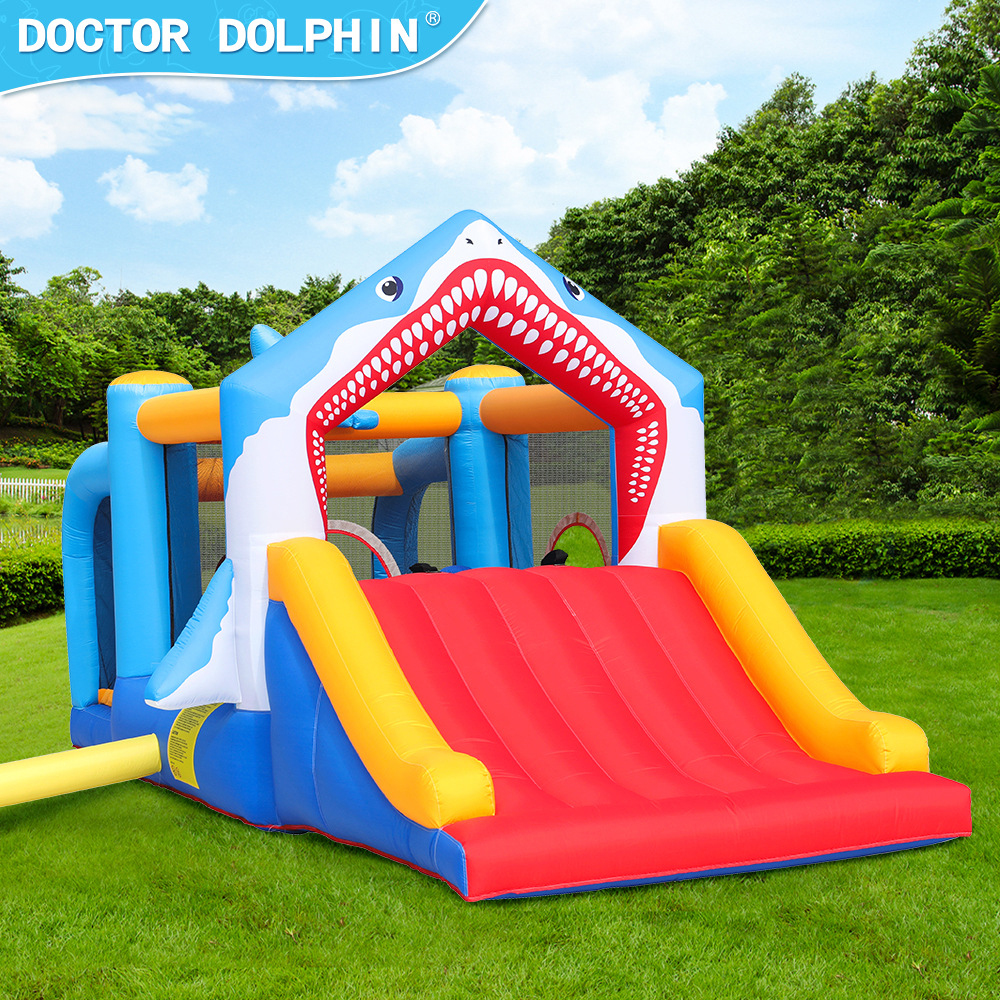 Castillo inflable para niños Doctor Dolphin, tobogán inflable de tiburón, castillo inflable pequeño para el hogar, trampolín inflable para interiores