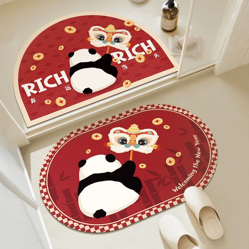 Quick-Drying Diatom Mud Floor Mat for Home Bathroom, Water-Absorbent Non-Slip Floor Mat, Cute Cartoon Panda Bathroom Mat Quick-Drying Diatom Mud Floor Mat for Home Bathroom, Water-Absorbent Non-Slip Floor Mat, Cute Cartoon Panda Bathroom Mat