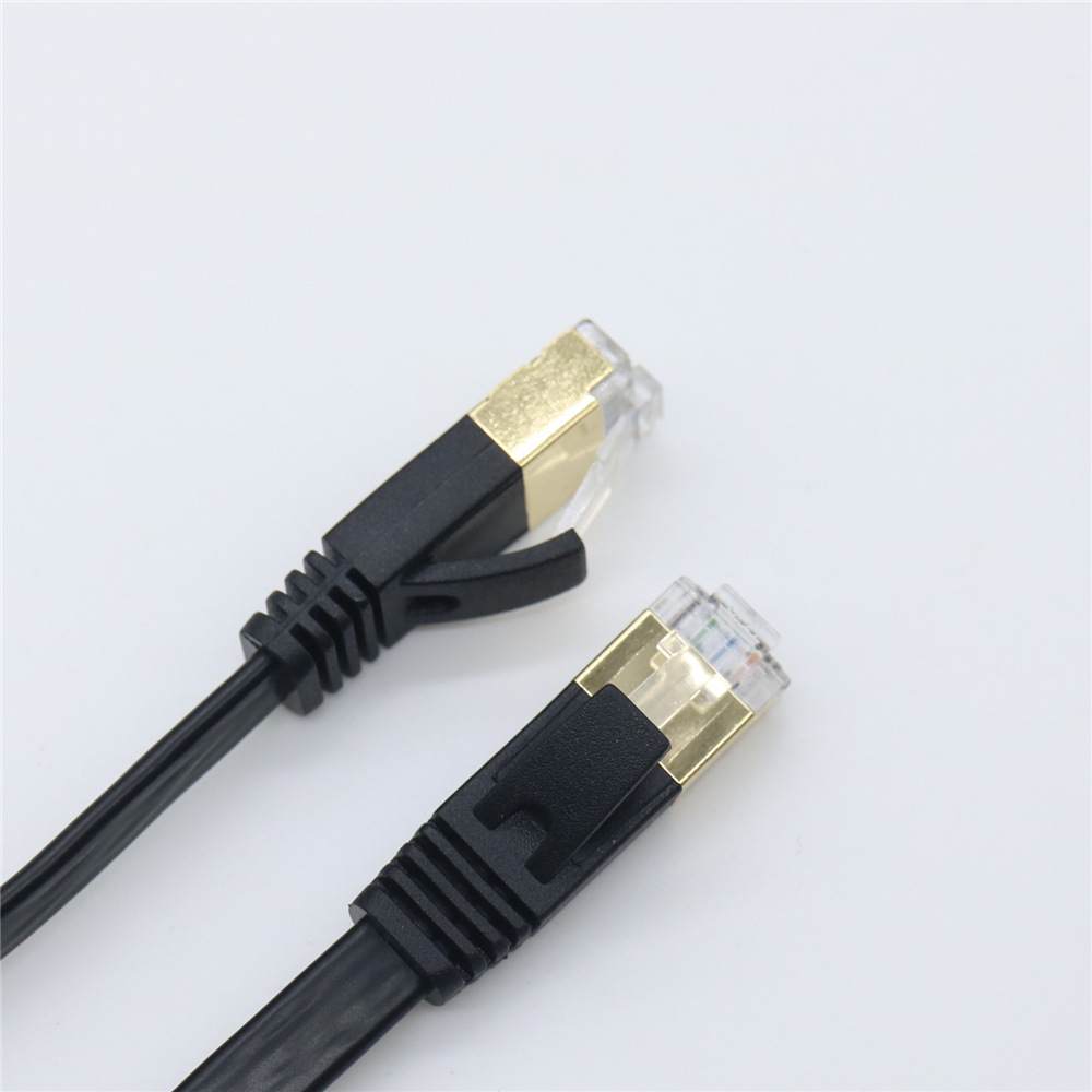 跨境热销七类扁平网线纯铜万兆屏蔽成品RJ45网线CAT7 FLAT 网络线