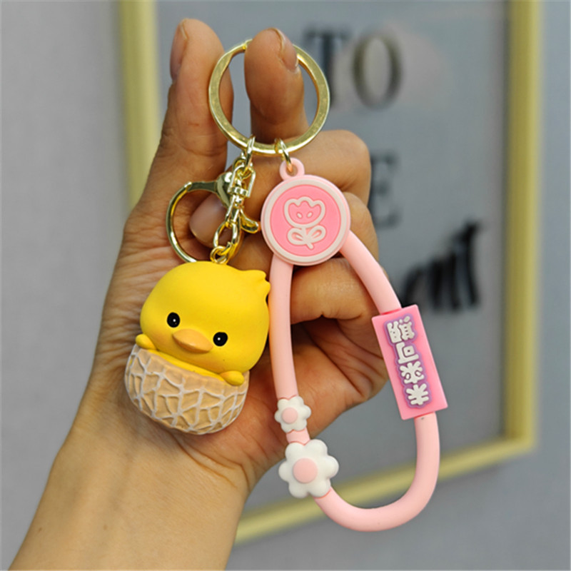 Caricatura creativa lindos llaveros parejas pequeños animales muñecas bolsas colgantes llaveros de automóviles colgantes de teléfonos móviles