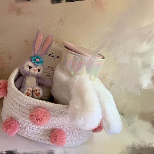 Cotton rope storage basket woven thick desktop cosmetics storage basket small small storage organizer mini storage box