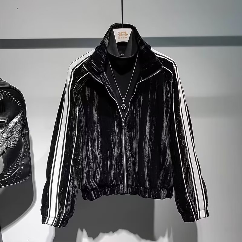 Stilvolles zweifarbiges, gestreiftes Samt-Trainingsanzug-Set für Herren – trendiger, lässiger Kapuzenpullover und Jogginghose für den Winter_voghion.com