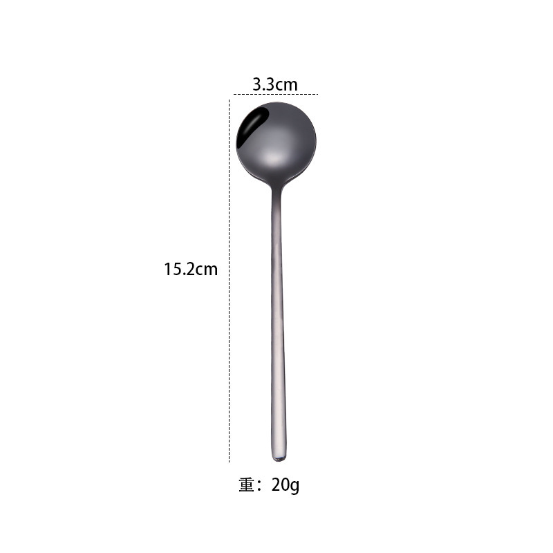 304 de acero inoxidable cuchara redonda pequeña cuchara de café cuchara de mango largo cuchara de mezcla cuchara de postre hogar cuchara de helado fábrica al por mayor