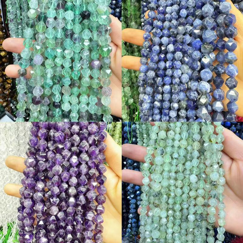 Stone 6-12mm Faceted Round Beads Crystal Agate Faceted Loose Beads Semi-Finished DIY Natural Turquoise Loose Beads