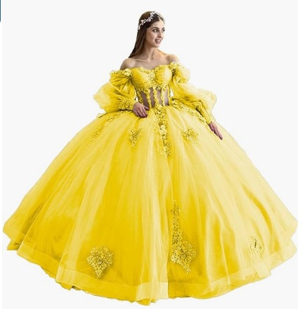 Flores vestido de adulto con mangas brillante con cuentas vestido dulce 2026 nuevo vestido de baile de hombro para mujeres image 35