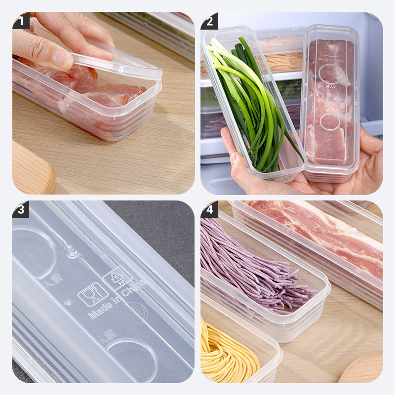 ホームキッチンコリアンダー収納ボックス長方形食品収納ボックスプラスチック冷蔵庫冷蔵密封ネギ保存ボックス|undefined