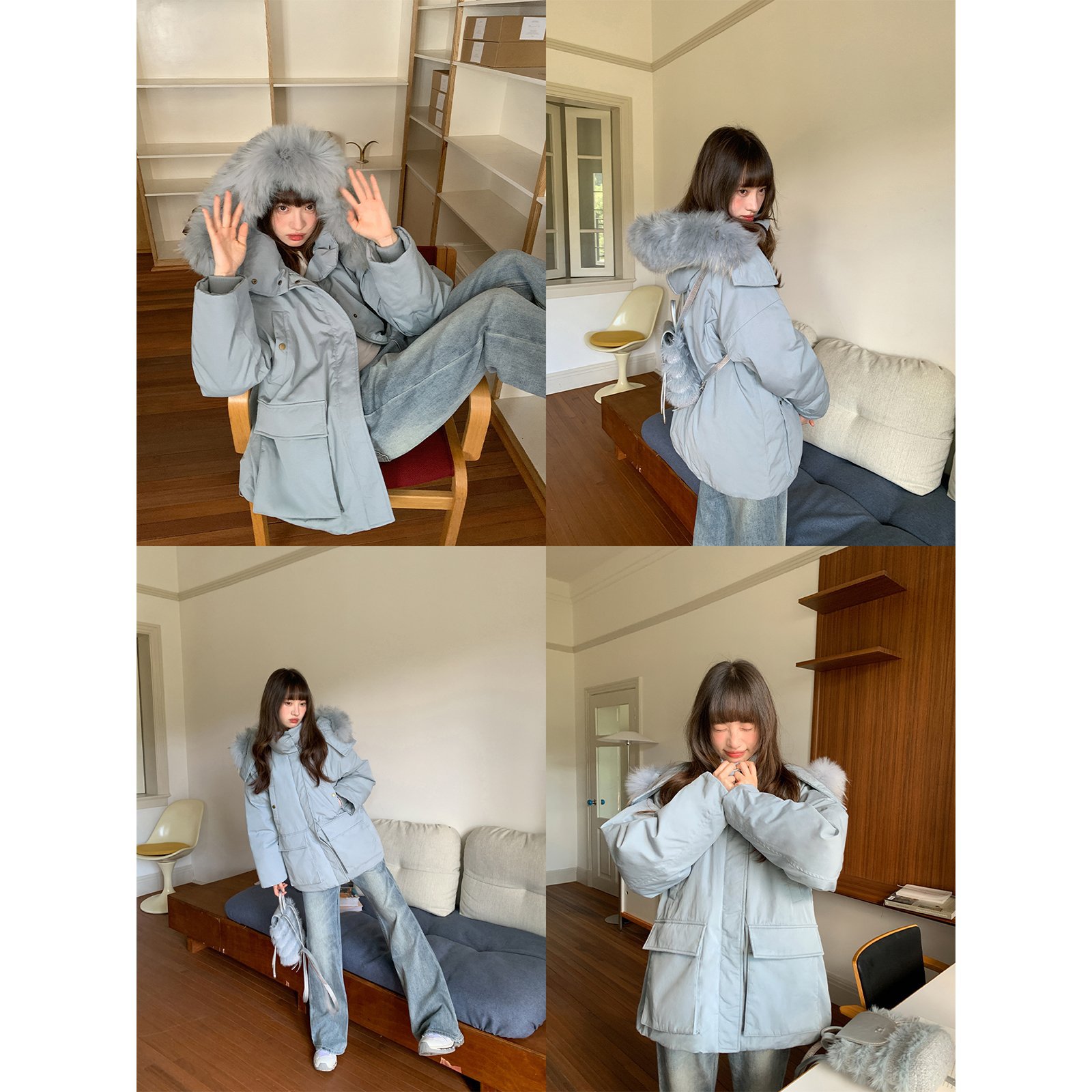 Raccoon Fur Collar Parka 90 White Duck down Jacket Women's Winter New Style Casual Easiest for Match Top