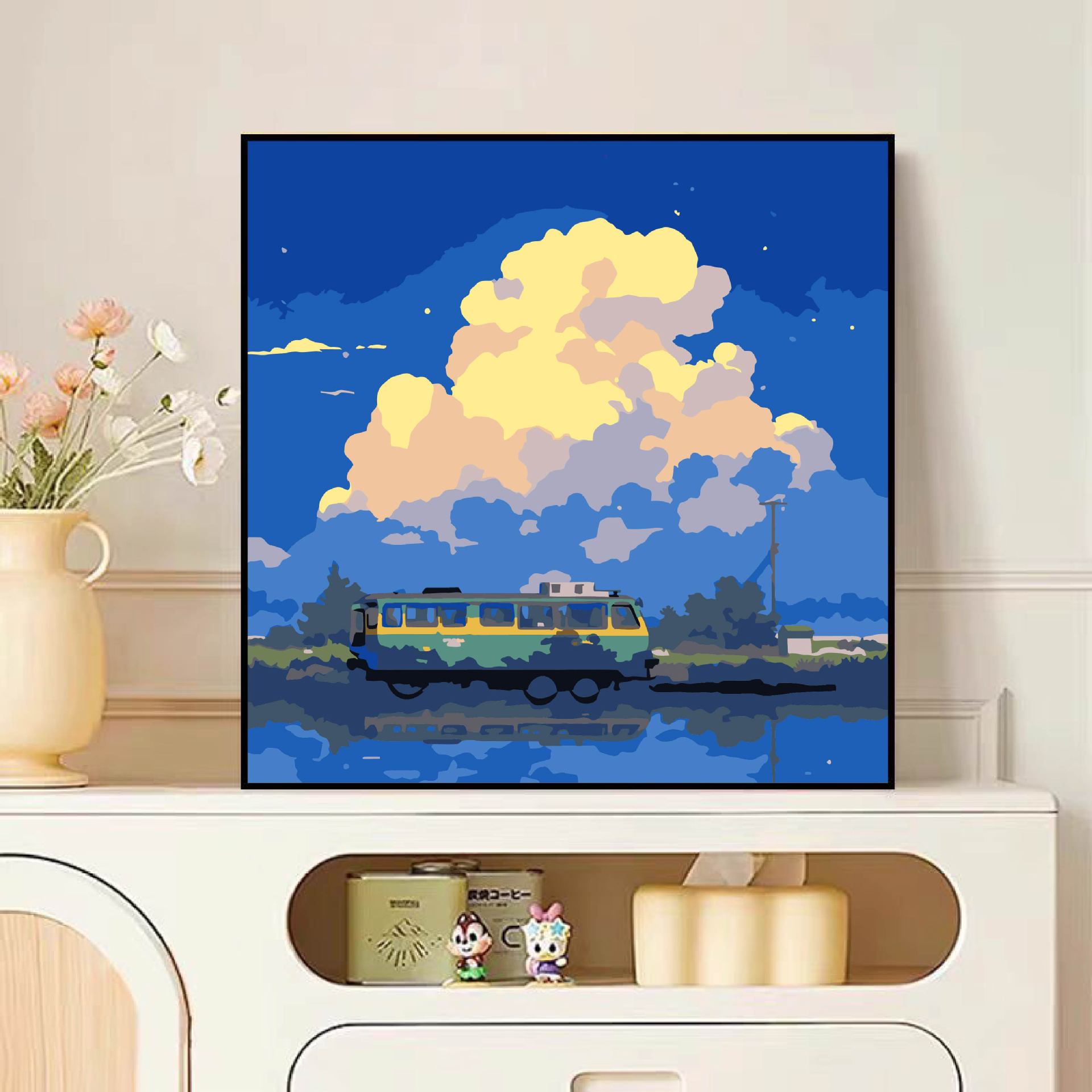 Diy pintura al óleo digital dibujos animados para niños pinturas acrílicas pintadas a mano pinturas de tamaño pequeño pinturas al óleo pintadas de color simple descompresión