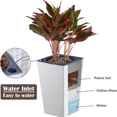 Olinze 植木鉢高さプラスチック植木鉢自己吸水怠惰な植木鉢シンプルでファッショナブルな植木鉢家庭用樹脂植木鉢