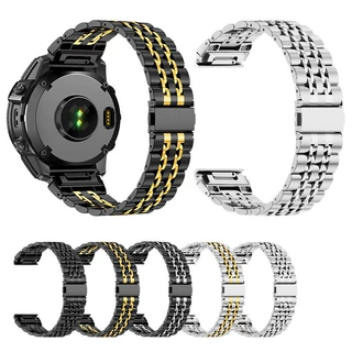 新品20/22/26MM一体不锈钢七株表带适用佳明fenix8/7/6/5等系列表