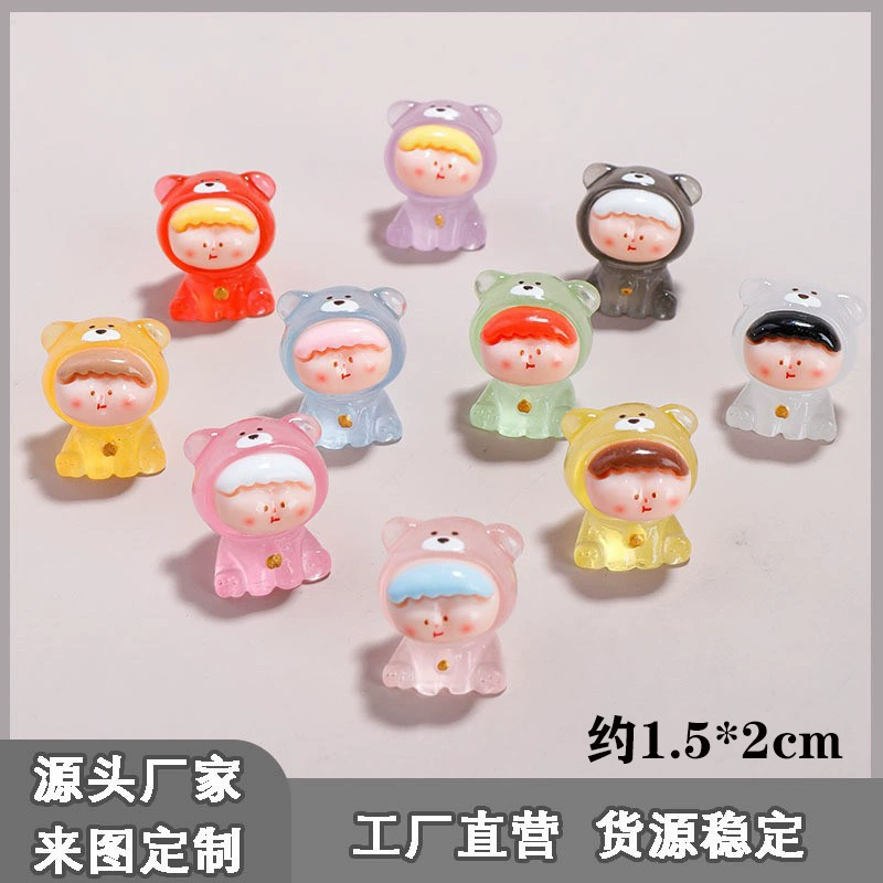 Светящиеся маленькие украшения, коллекция милых мультяшных животных, миниатюрное настольное декоративное изделие, творческие diy аксессуары, смоль украшения