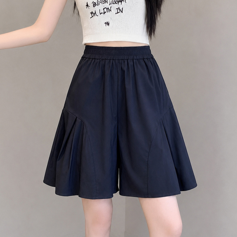 Navy blue quick-dry workwear skirt-pants for women, summer 2026 new model, high-waisted A-line shorts, petite ice silk sports shorts Navy blue quick-dry workwear skirt-pants for women, summer 2026 new model, high-waisted A-line shorts, petite ice silk sports shorts